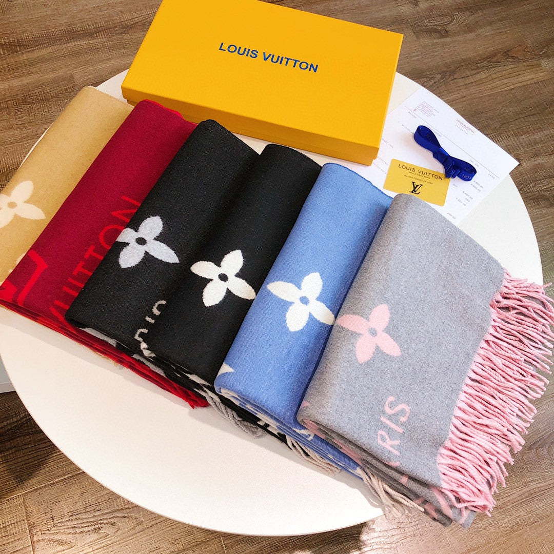 LOUIS VUITTON REYKJAVIK SCARF 180 CM IN RUBY RED CASHMERE 392872