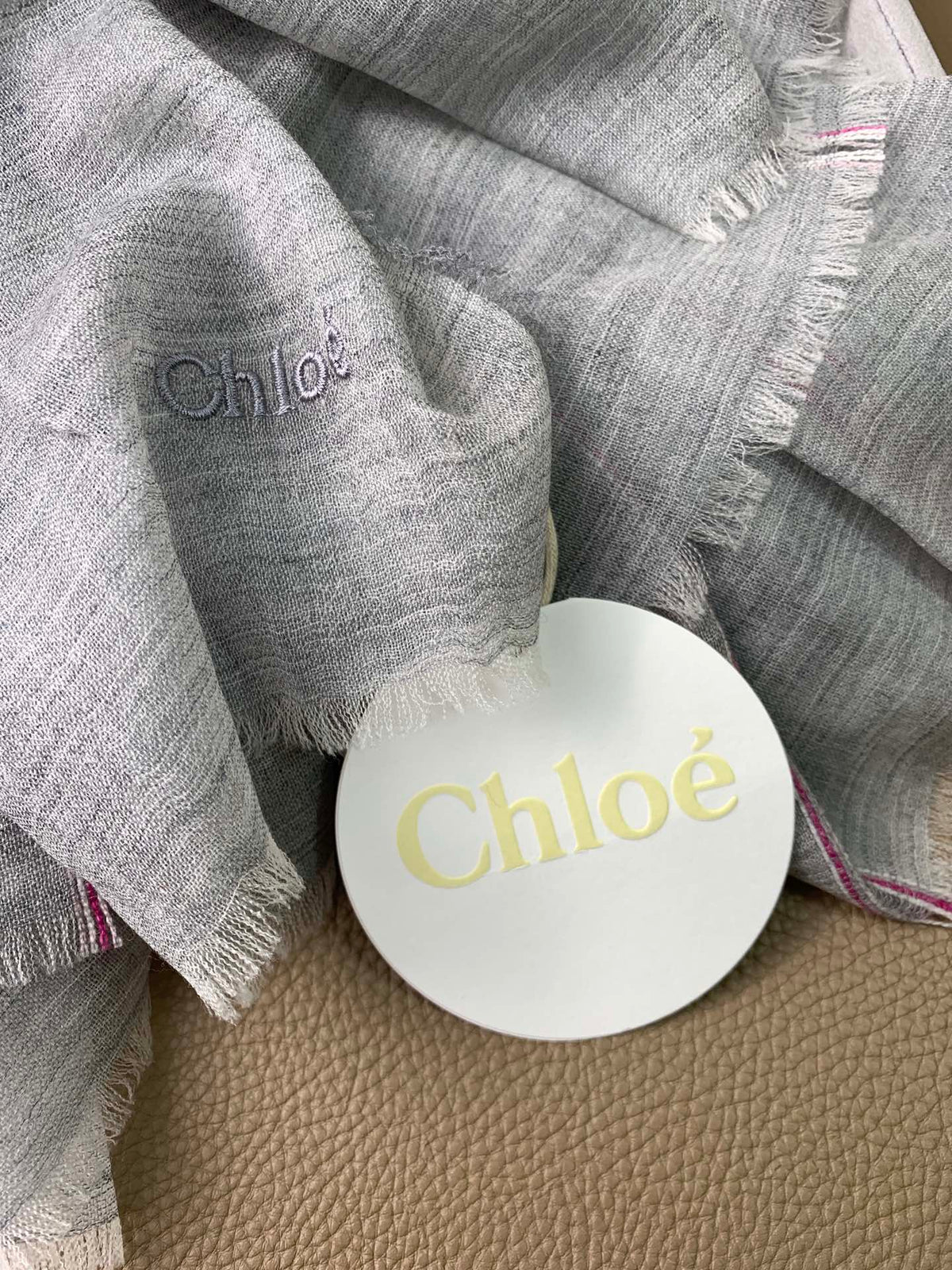 CHANEL SCARF 200 CM IN SMOKE GRAY CASHMERE 386537