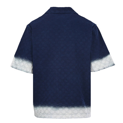 GUCCI Jacquard Denim Short-Sleeve Shirt