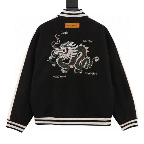 Louis Vuitton Chinese Dragon Embroidered & Paneled Baseball Jacket