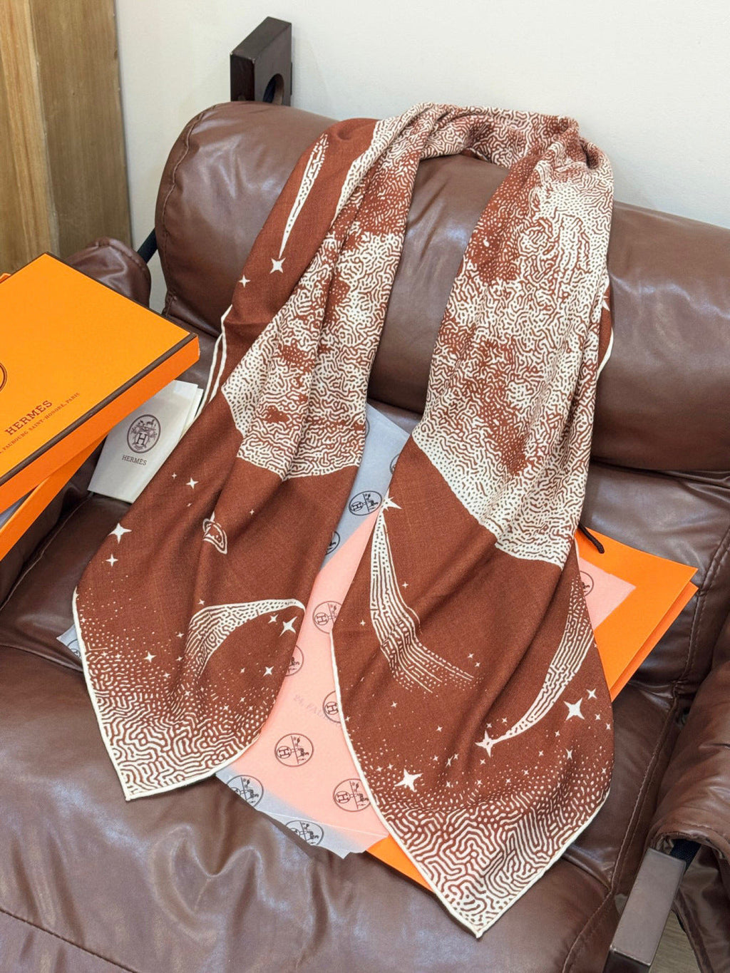 HERMES HERMES 25S SCARF 140 IN SILK CASERE 987420
