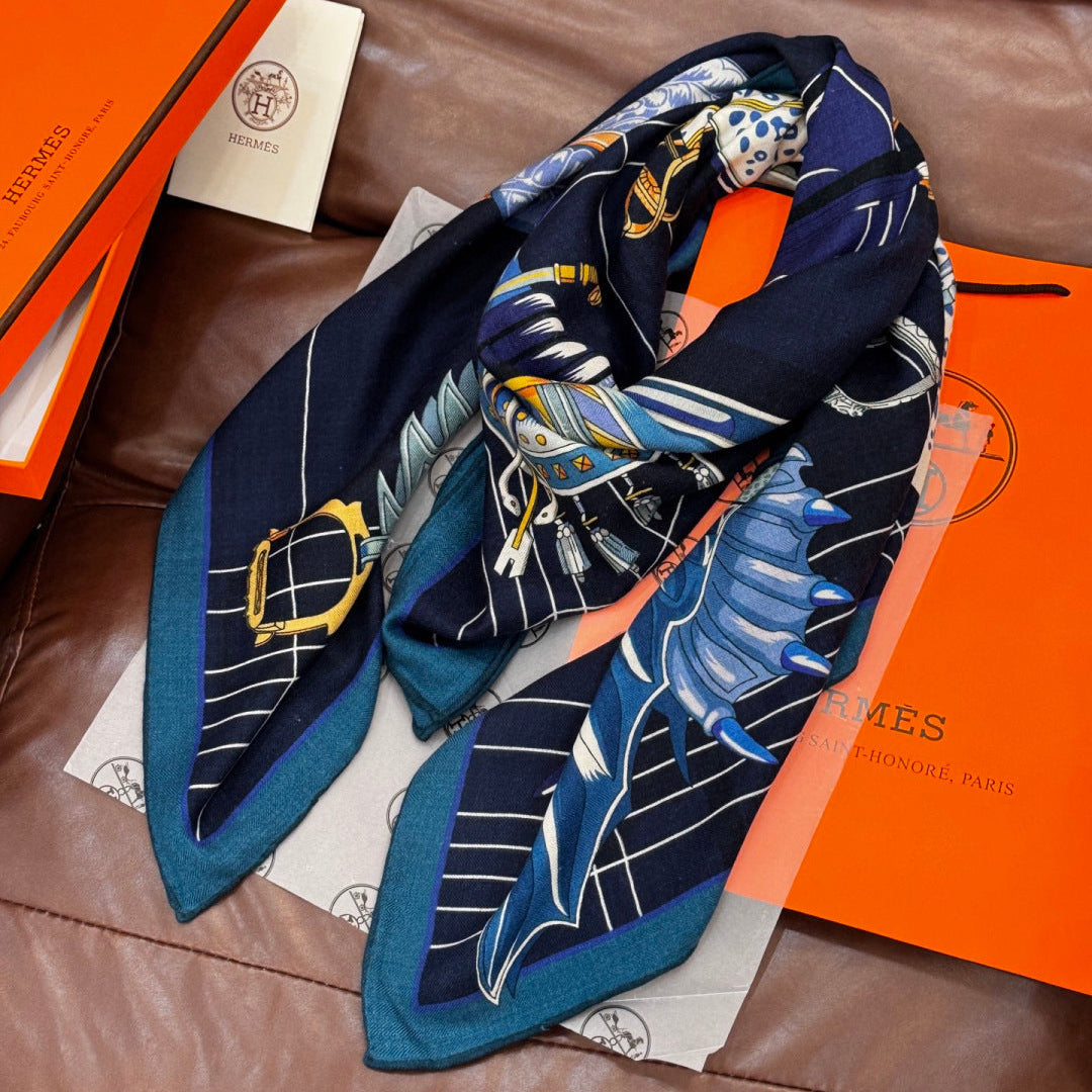 HERMES HERMES 25S SCARF 140 IN SILK CASERE 989486