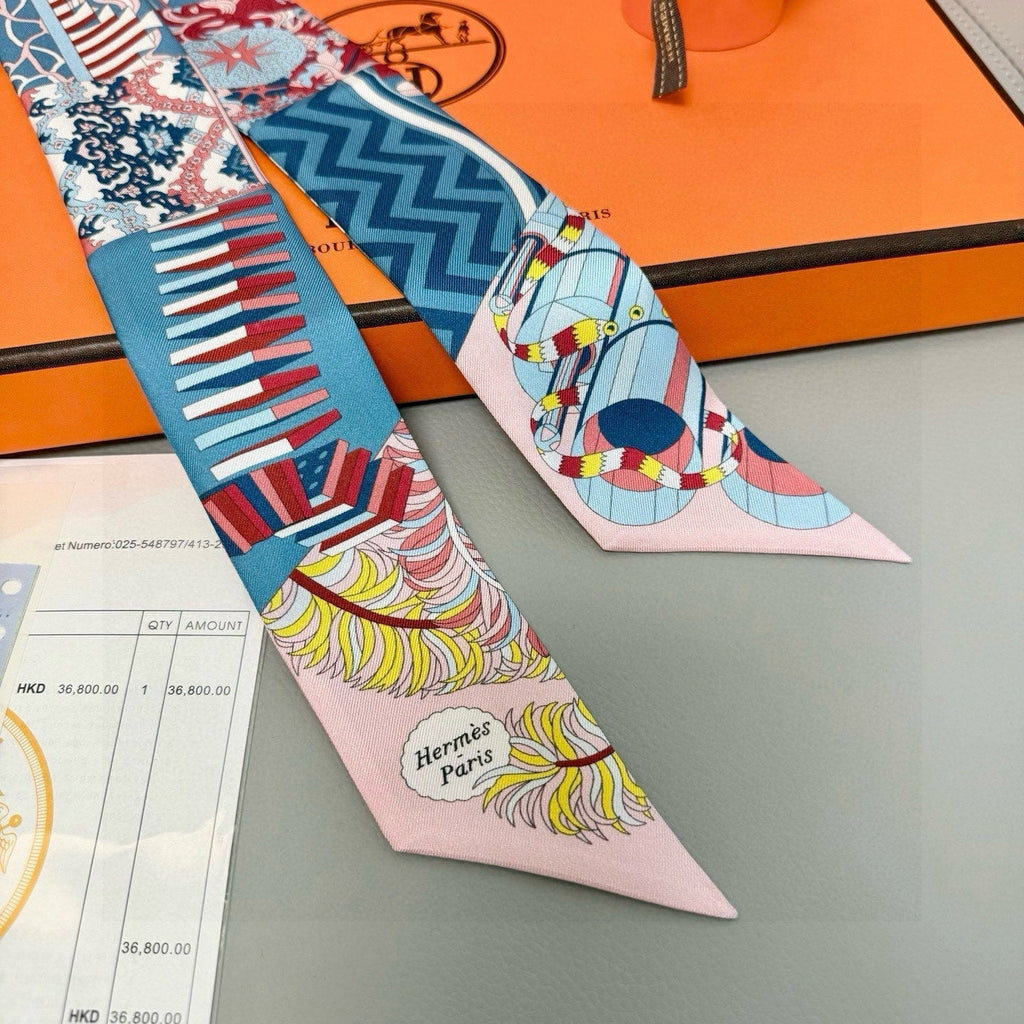 HERMES HERMES 25S SILK NECKERCHIEF 86 IN SILK 714346