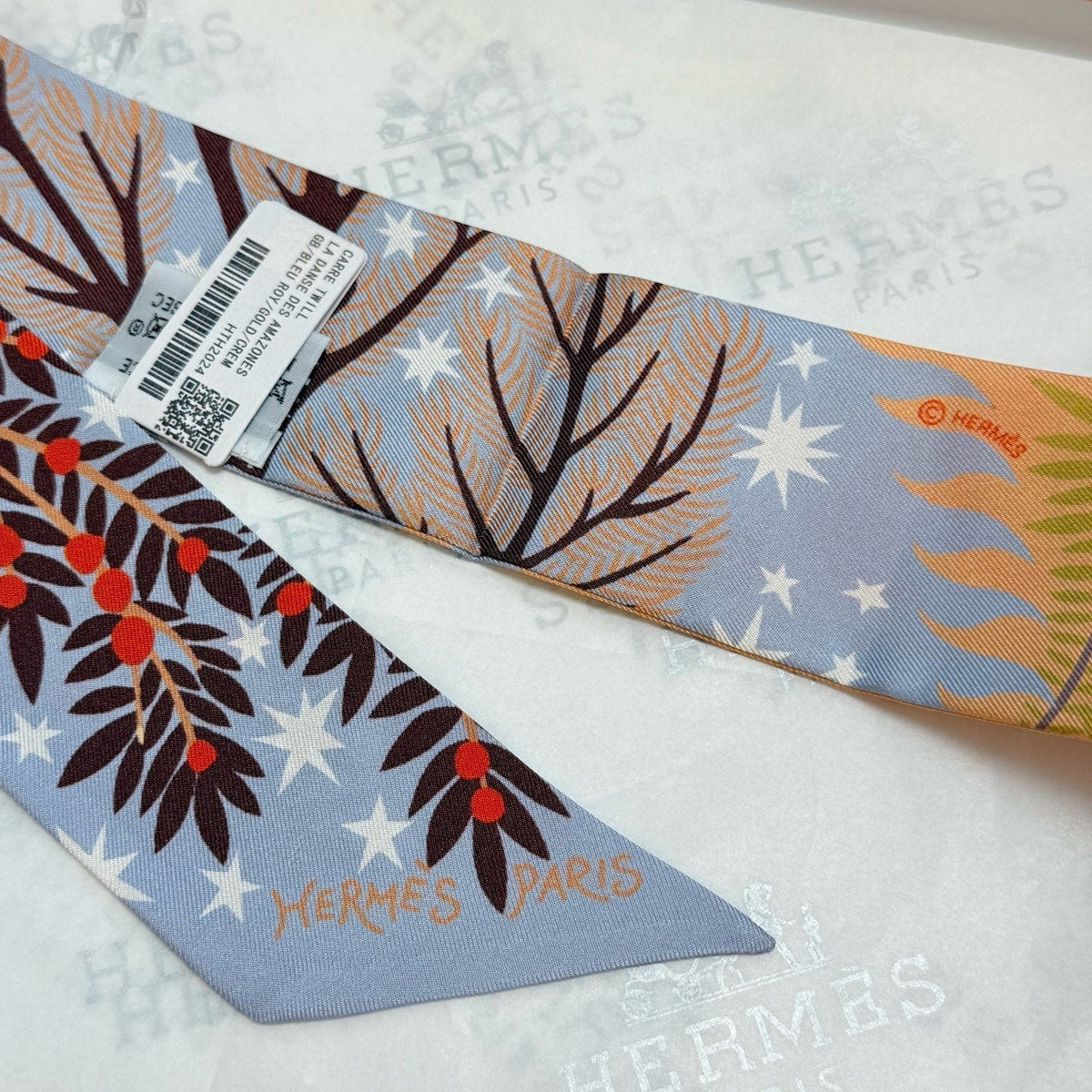 HERMES HERMES 25S SILK NECKERCHIEF 86 IN SILK 714350
