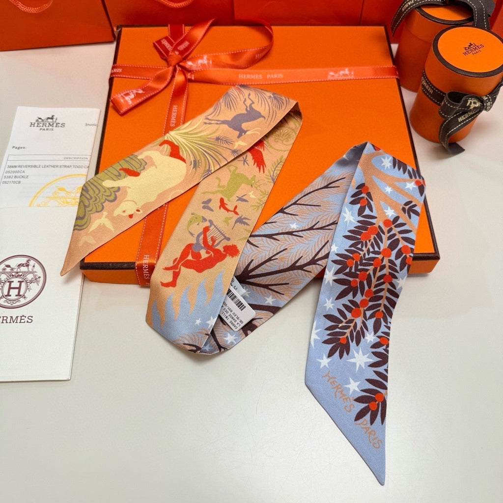 HERMES HERMES 25S SILK NECKERCHIEF 86 IN SILK 714350