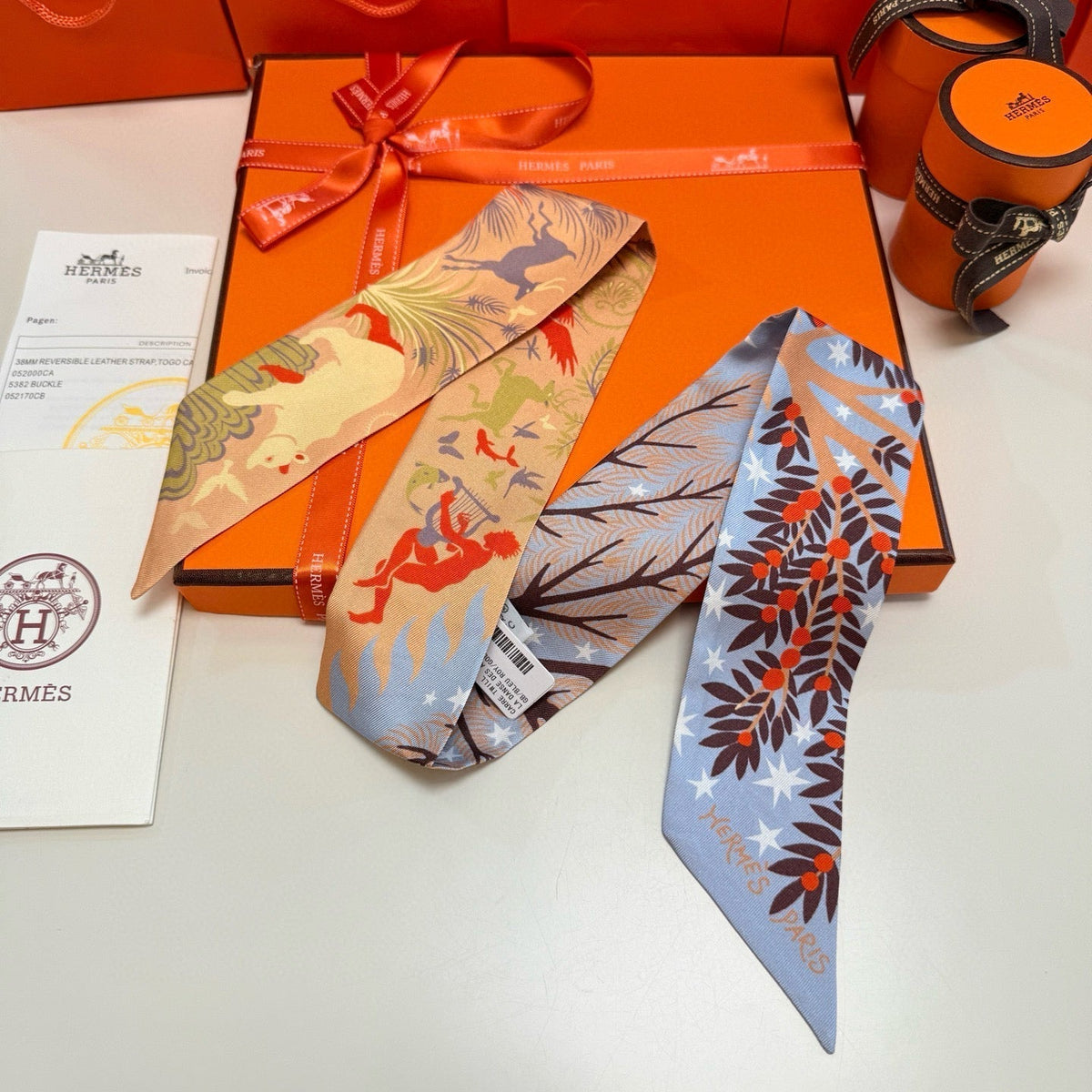 HERMES HERMES 25S SILK NECKERCHIEF 86 IN SILK 714350