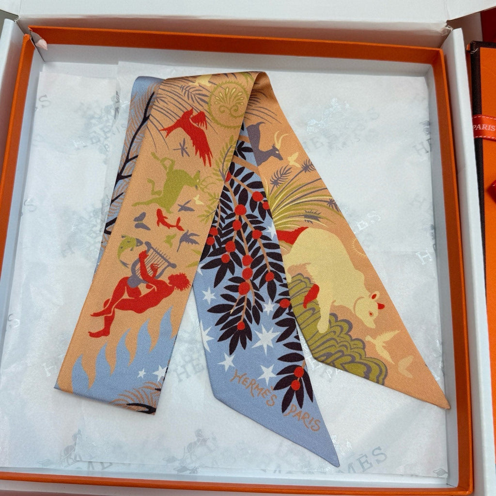 HERMES HERMES 25S SILK NECKERCHIEF 86 IN SILK 714350