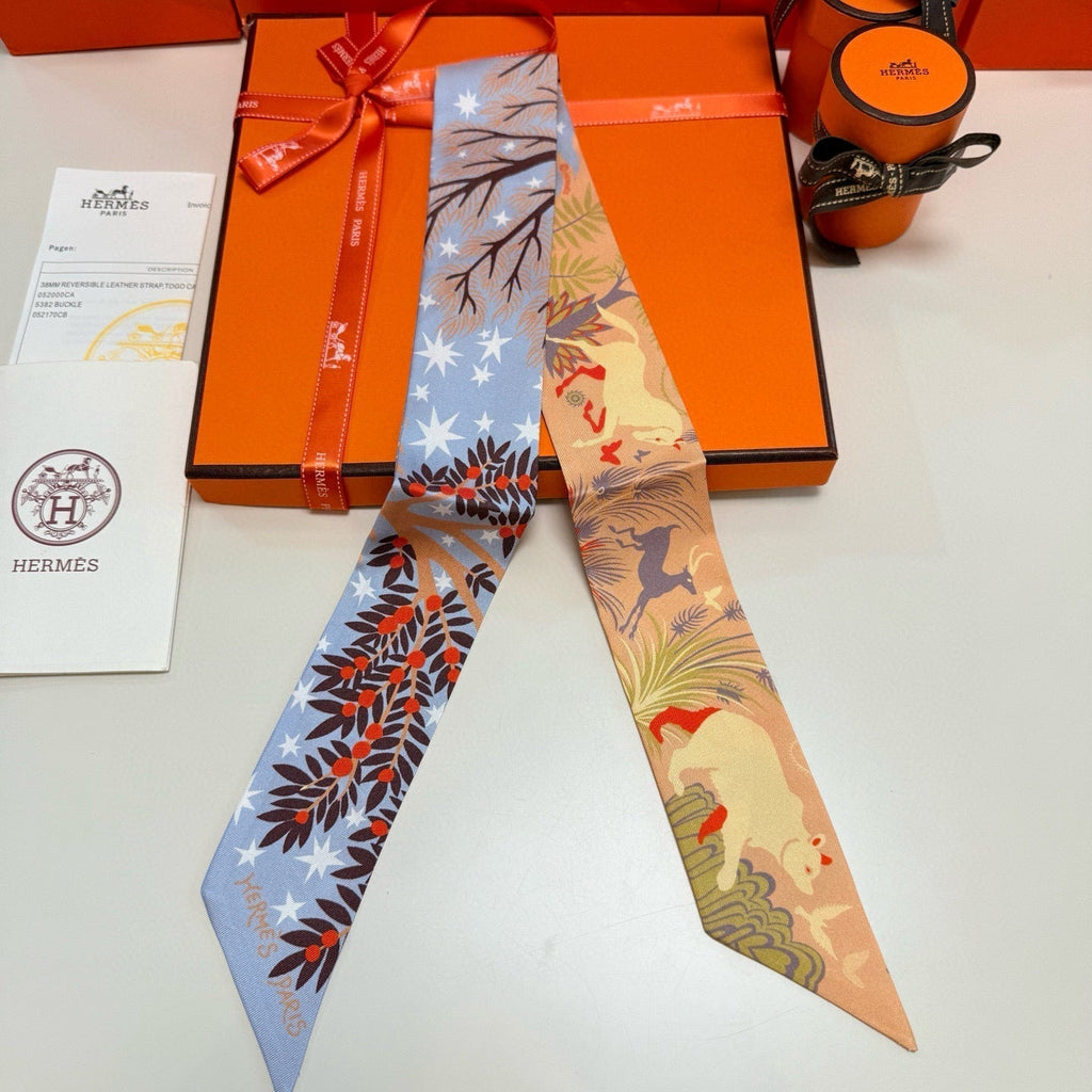 HERMES HERMES 25S SILK NECKERCHIEF 86 IN SILK 714350