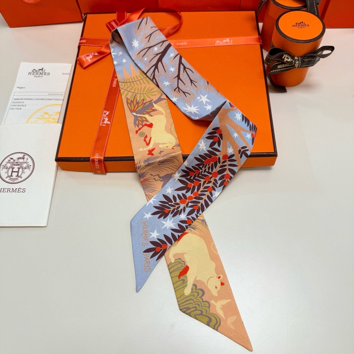 HERMES HERMES 25S SILK NECKERCHIEF 86 IN SILK 714350
