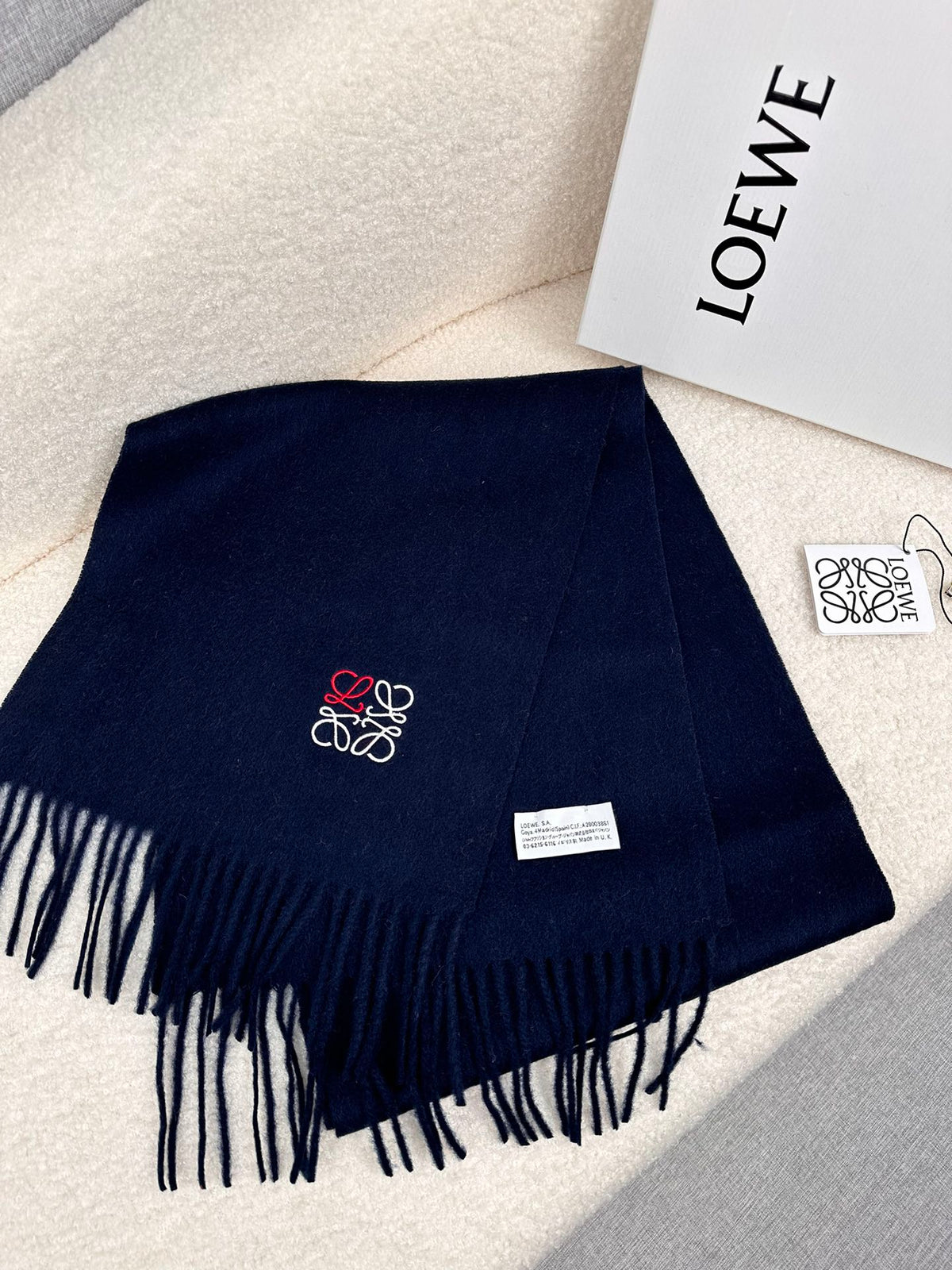 LOEWE SCARF 180 CM IN NAVY BLUE CASHMERE 353155