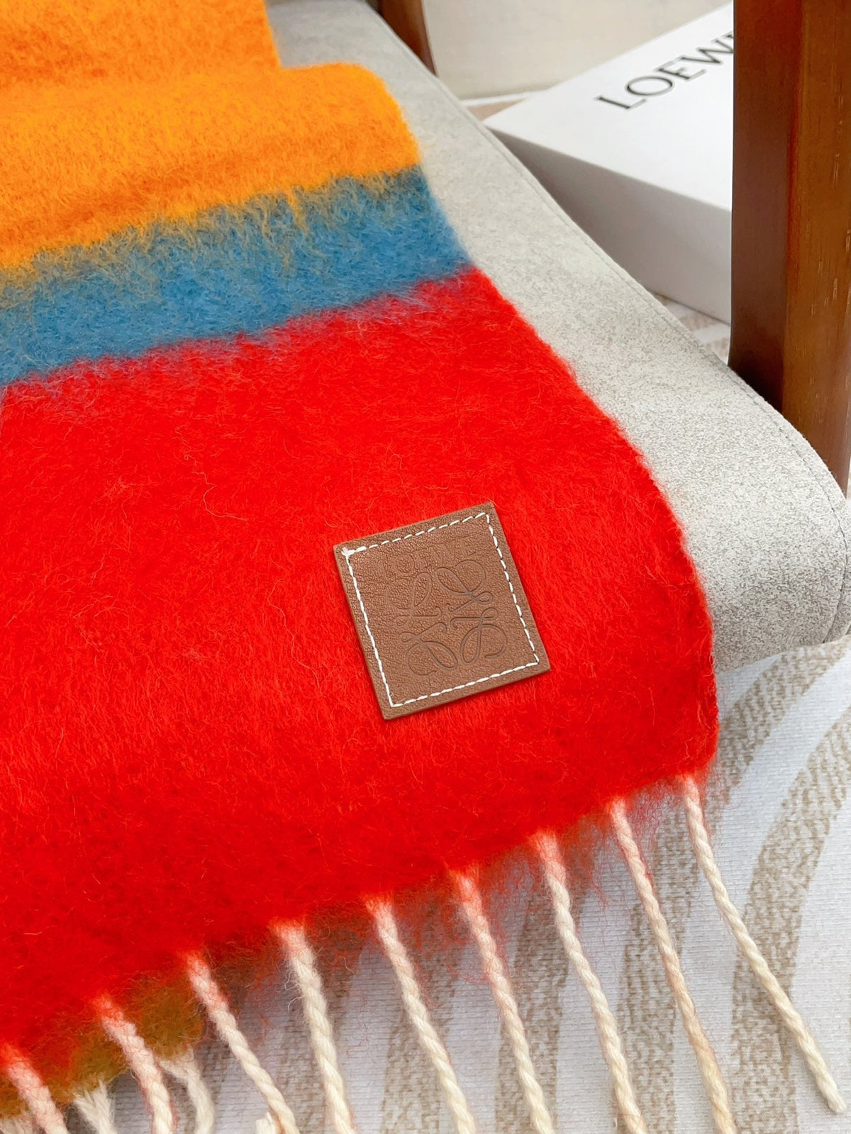 LOEWE SCARF 185 CM IN COLORFUL GRADIENT WOOL AND MOHAIR 396251
