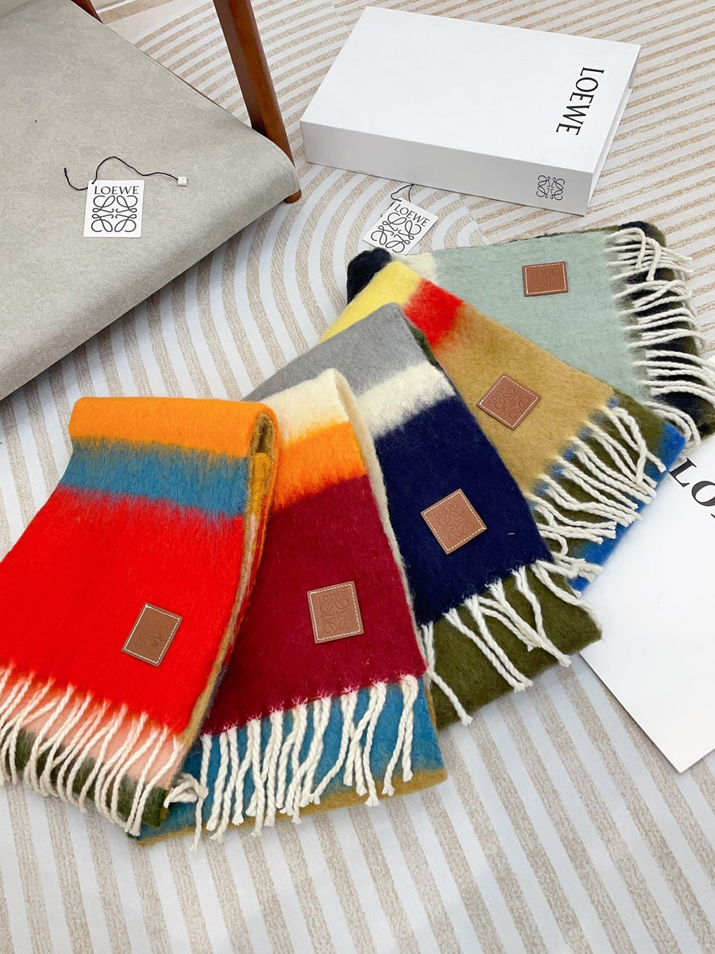 LOEWE SCARF 185 CM IN COLORFUL GRADIENT WOOL AND MOHAIR 396251