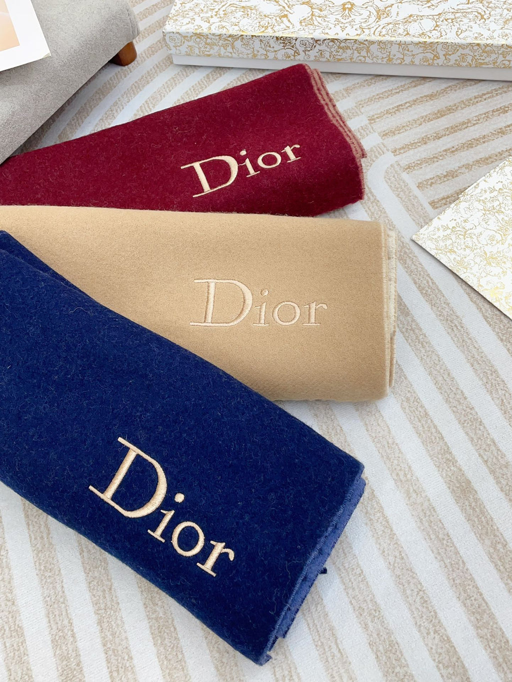 DIOR SCARF 180 CM IN BURGUNDY RED CASHMERE 419821