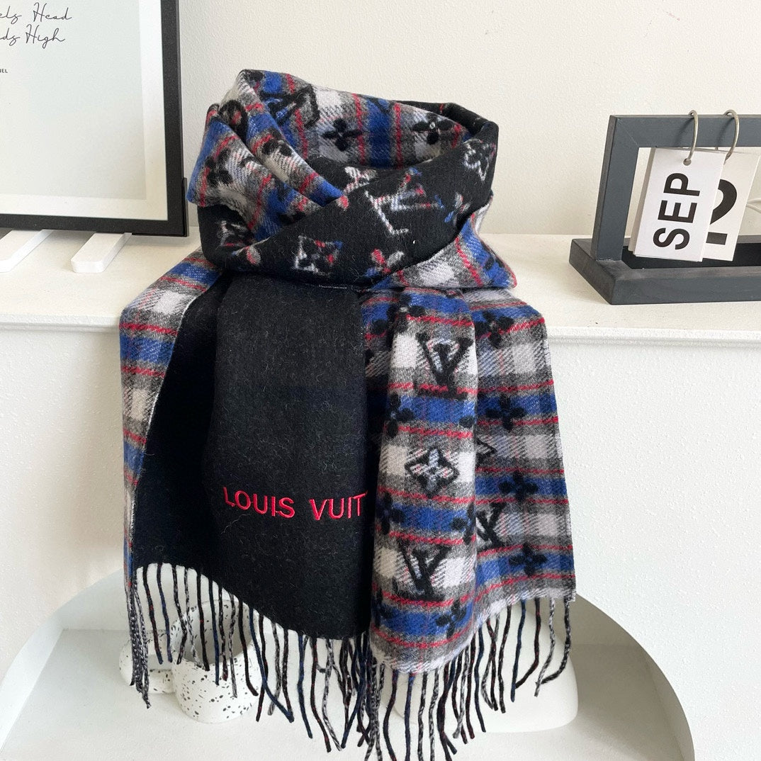 LOUIS VUITTON MONOGRAM GRADIENT TARTAN CITY SCARF 180 CM IN COLORFUL CASHMERE 391000