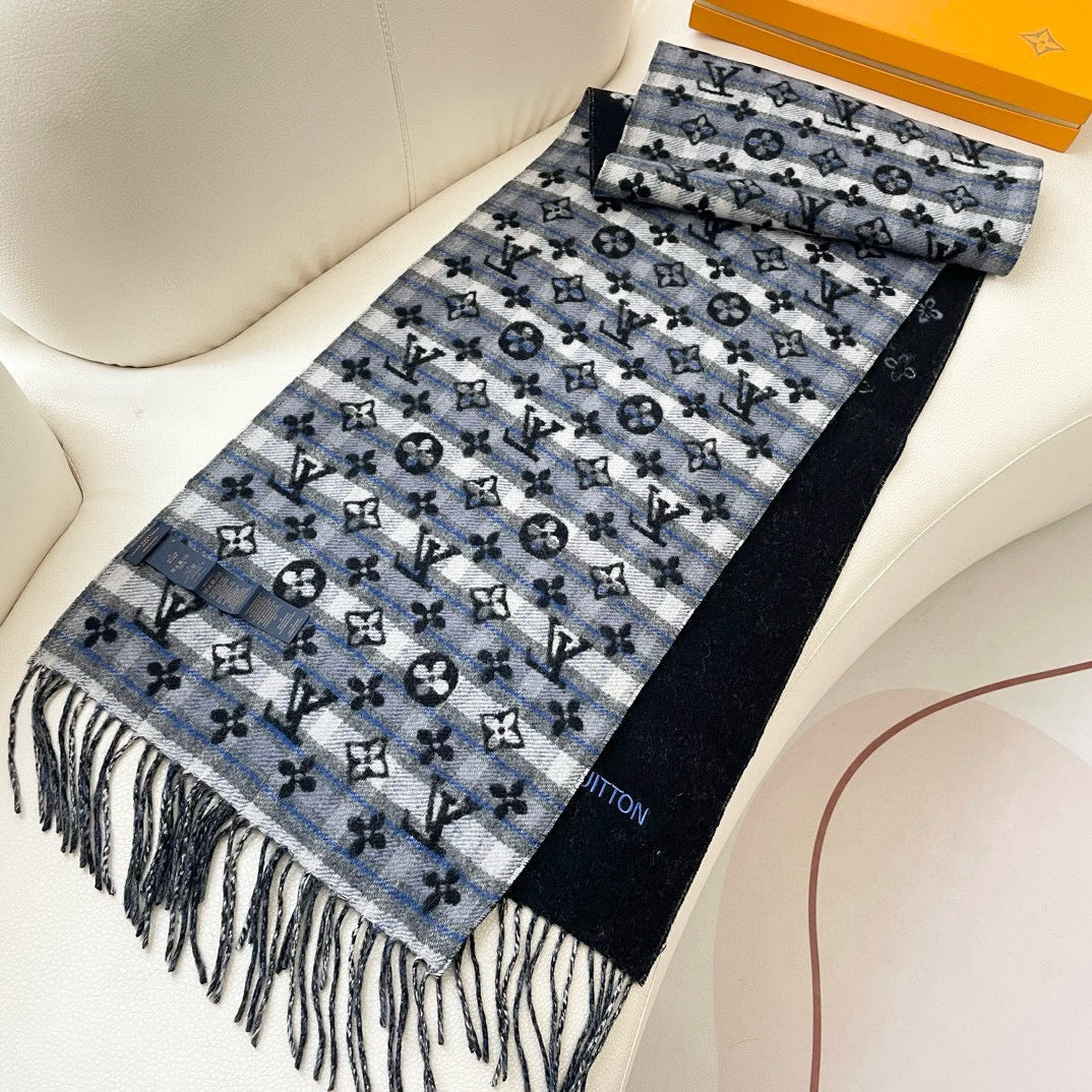 LOUIS VUITTON MONOGRAM GRADIENT TARTAN CITY SCARF 180 CM IN COLORFUL CASHMERE 391001