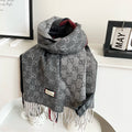 GUCCI SCARF 200 CM IN DARK GRAY MONOGRAM CASHMERE 399764