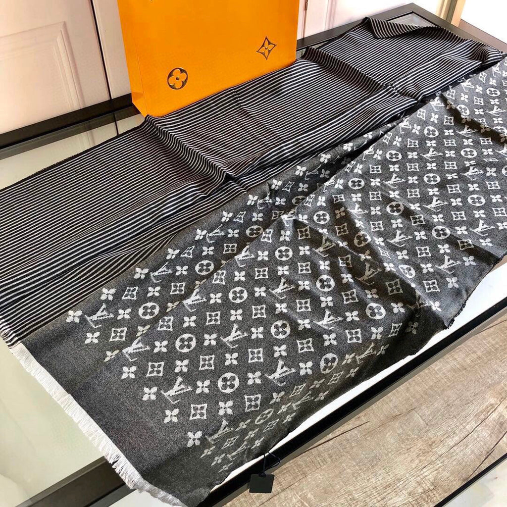 LOUIS VUITTON SCARF 200 CM IN BLACK CASHMERE 393009