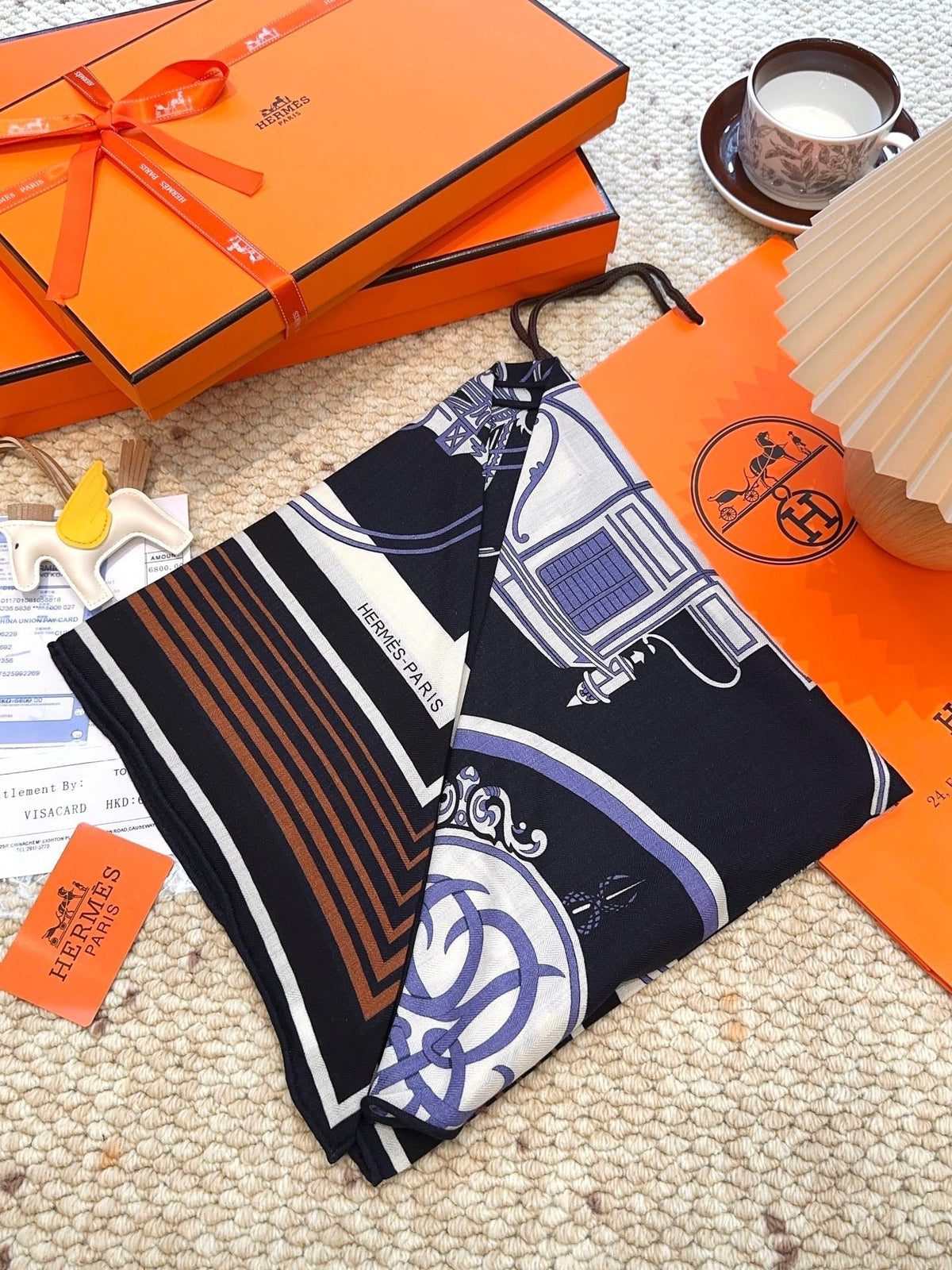 HERMES HERMES 25S SCARF 140 IN CASERE SILK 854528