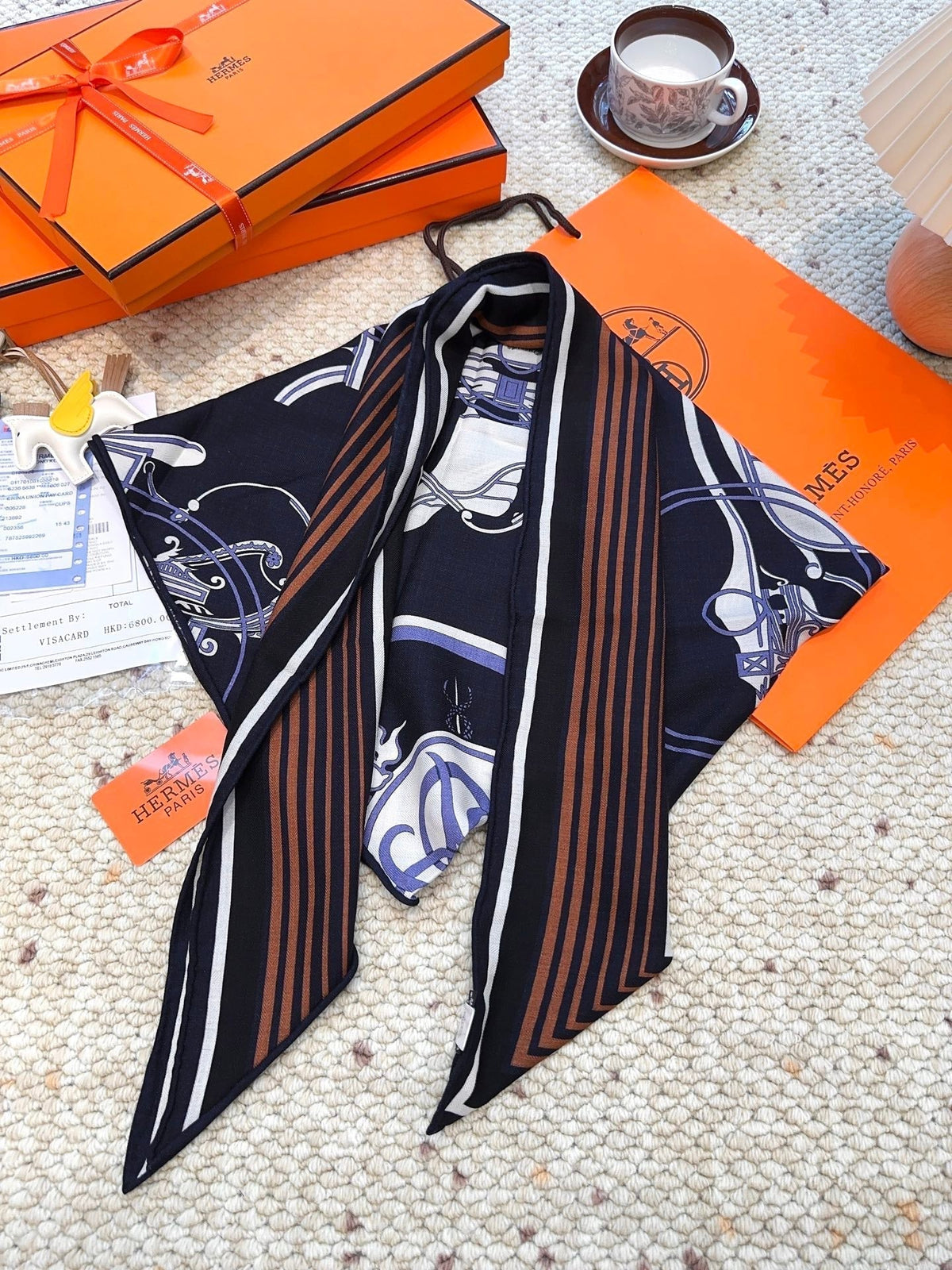 HERMES HERMES 25S SCARF 140 IN CASERE SILK 854528