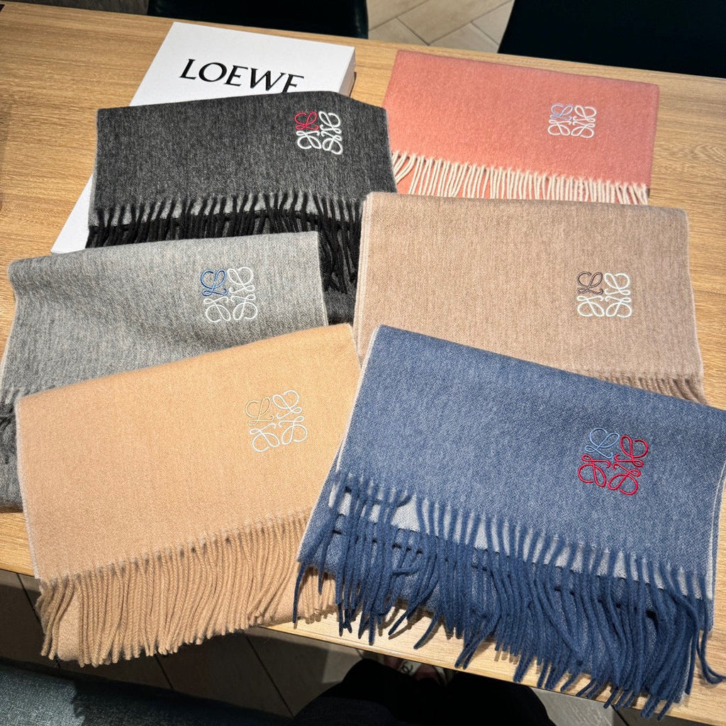 LOEWE SCARF 180 CM IN STEEL GRAY CASHMERE 407387