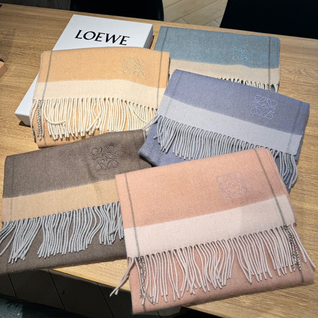 LOEWE SCARF 180 CM IN MEDIUM BROWN CASHMERE 407396