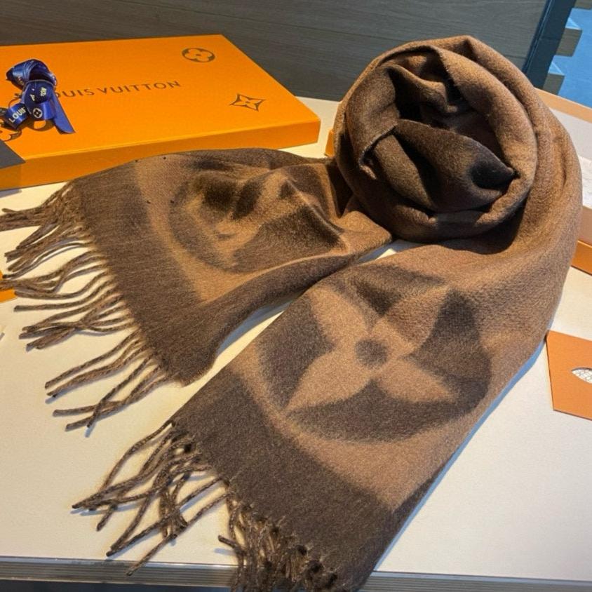 LOUIS VUITTON SCARF 180 CM IN MEDIUM BROWN CASHMERE 398244