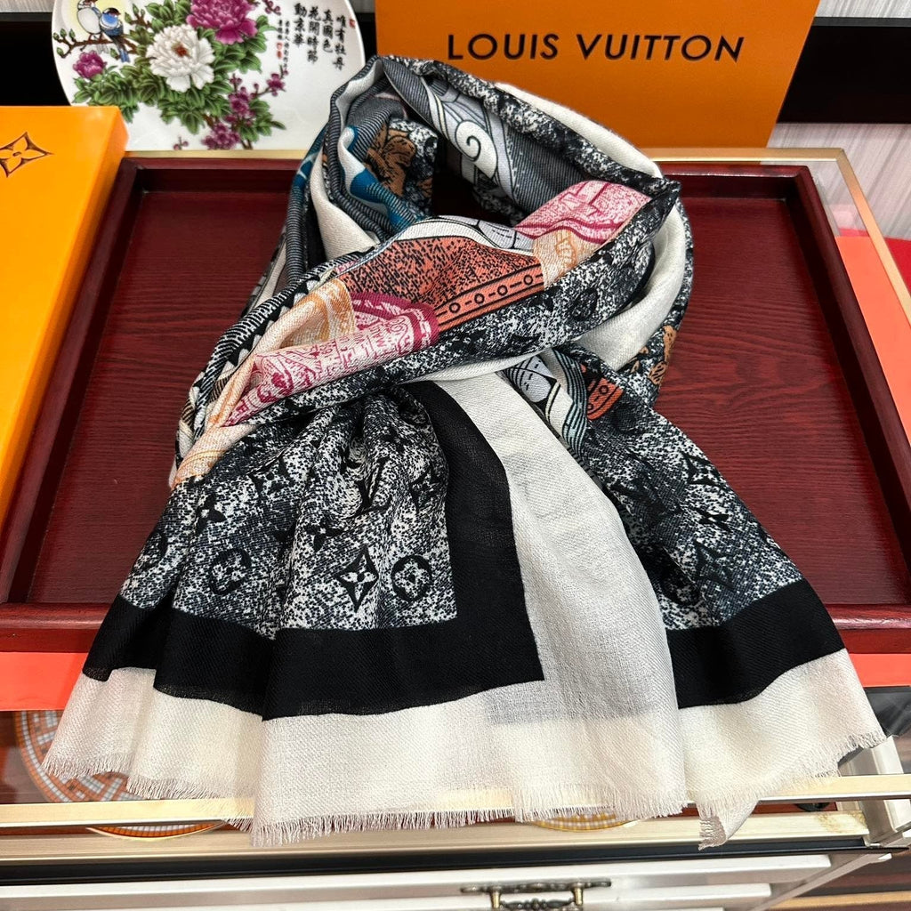 LOUIS VUITTON SCARF MALLES MERVEILLEUSES 200 CM IN COLORFUL CASHMERE 400067