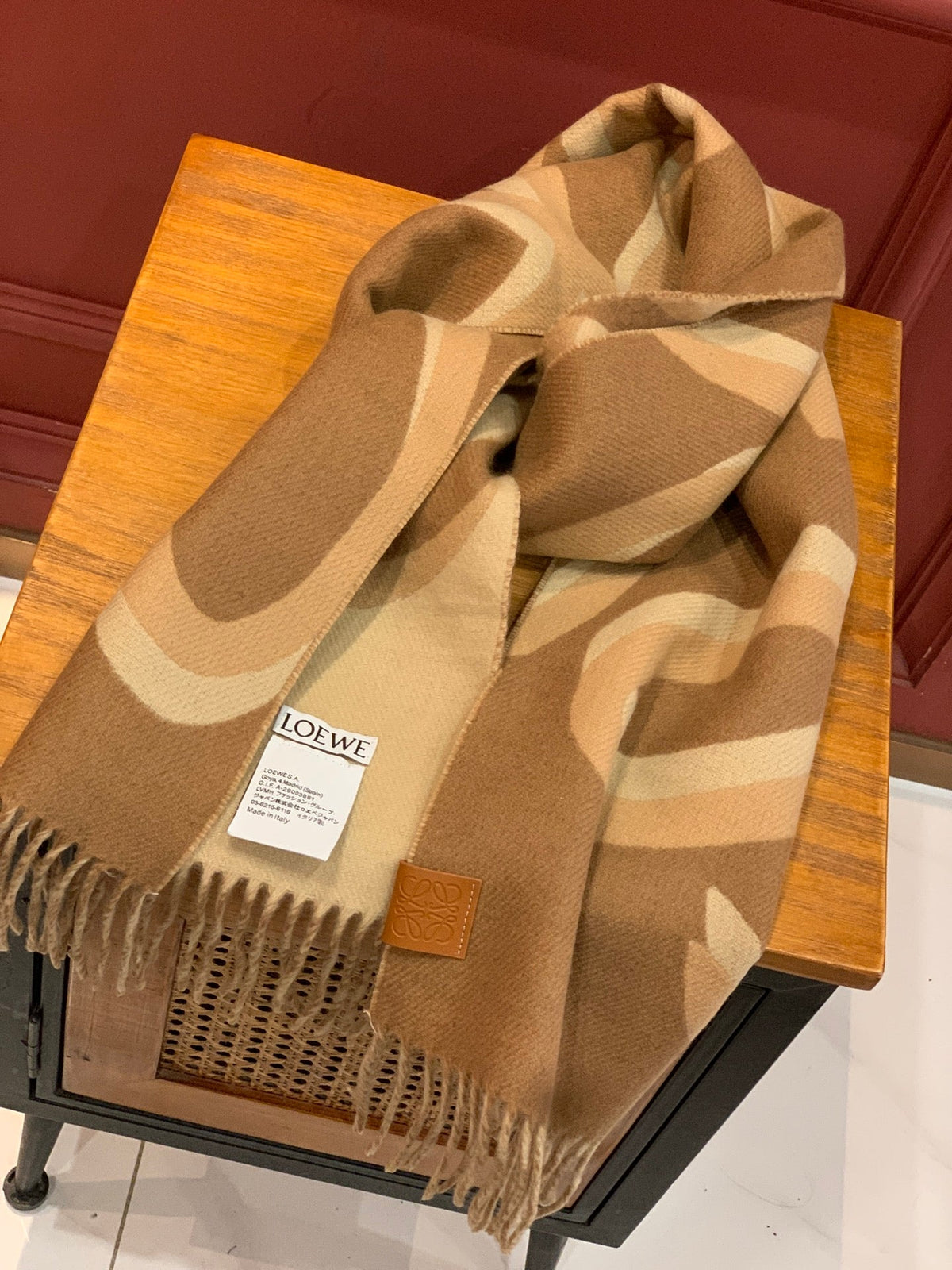 LOEWE SCARF 190 CM IN CINNAMON BROWN WOOL 408745