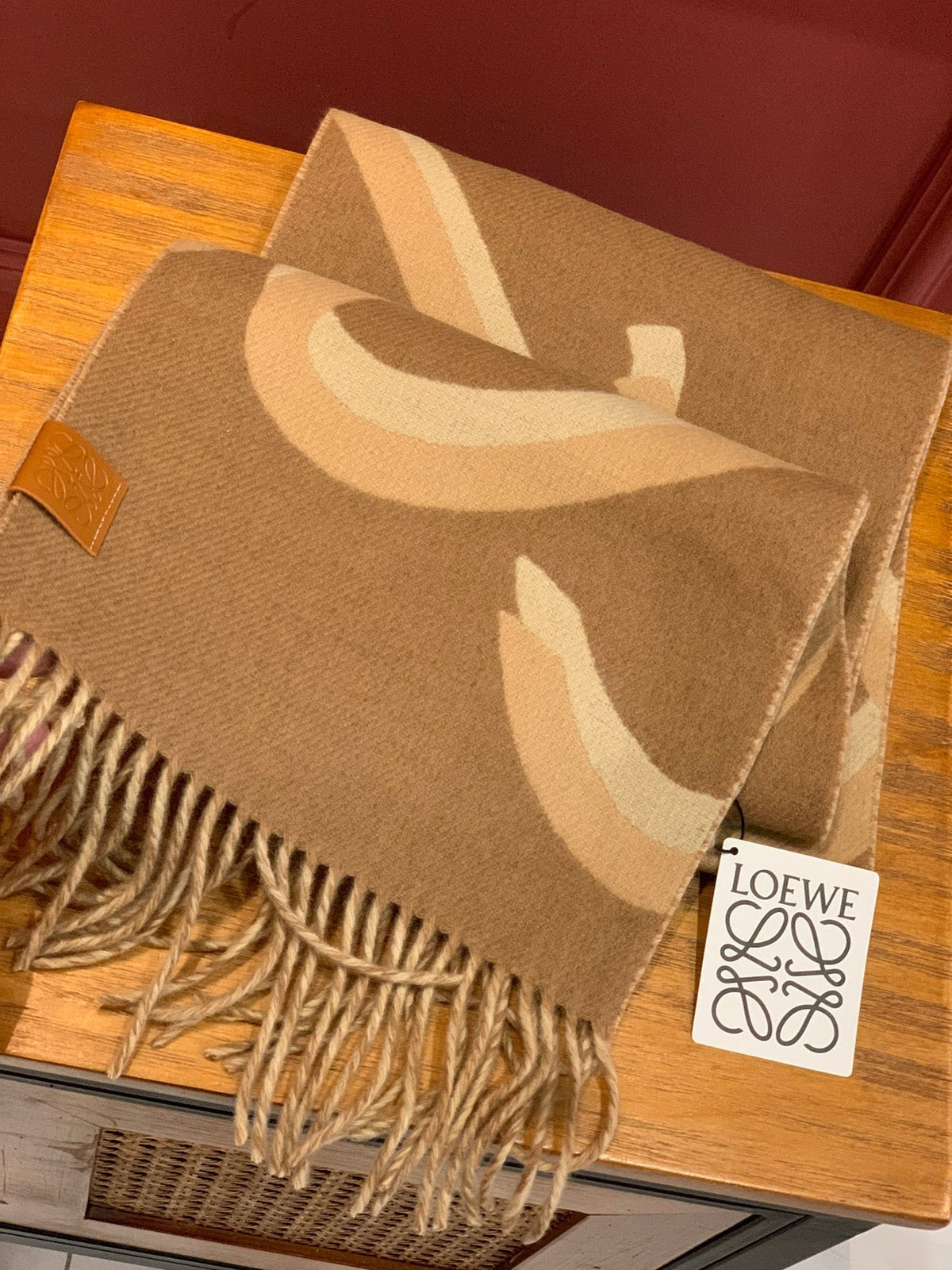 LOEWE SCARF 190 CM IN CINNAMON BROWN WOOL 408745