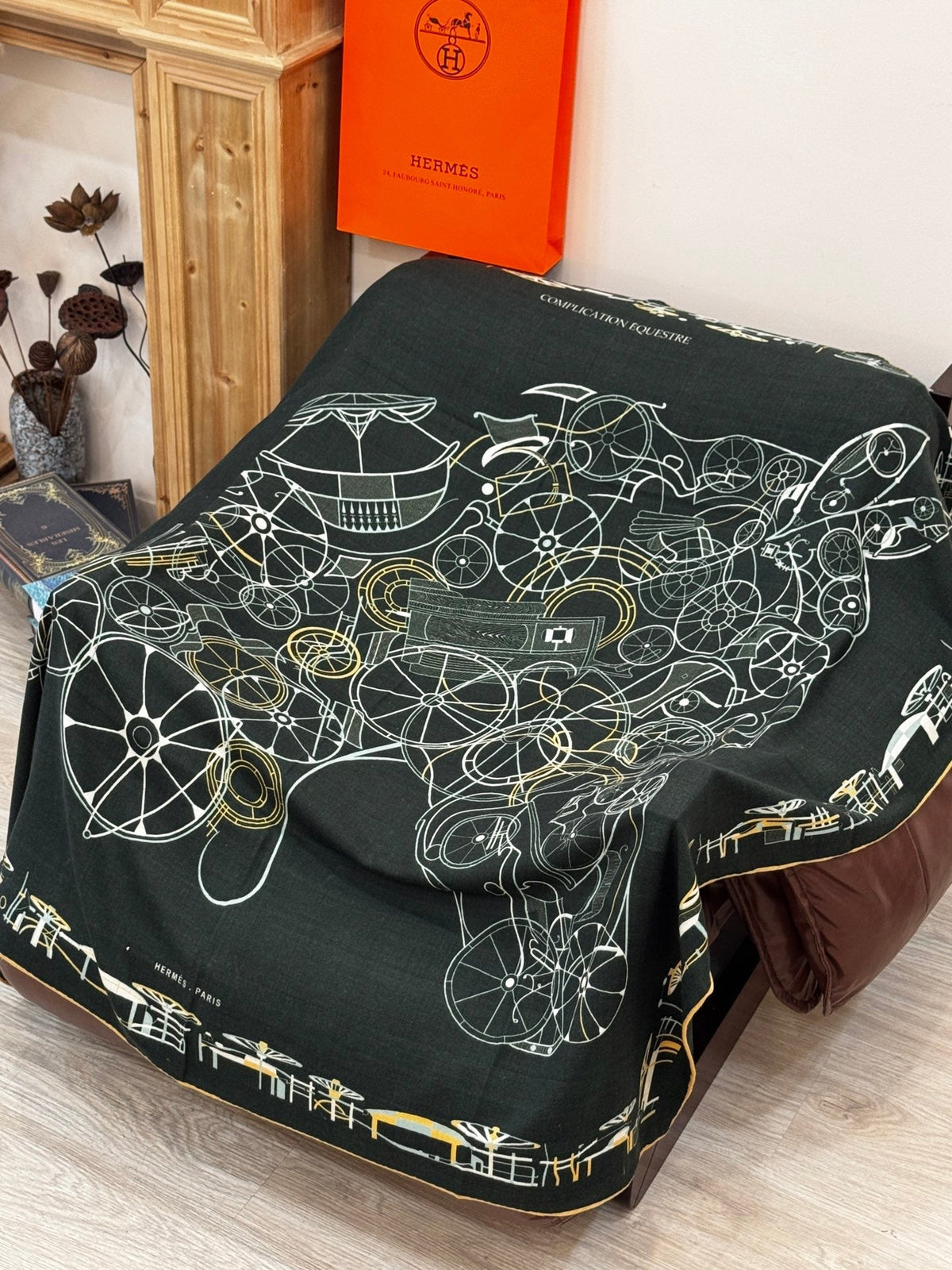 HERMES HERMES 25S SCARF 140 IN CASERE SILK 727320