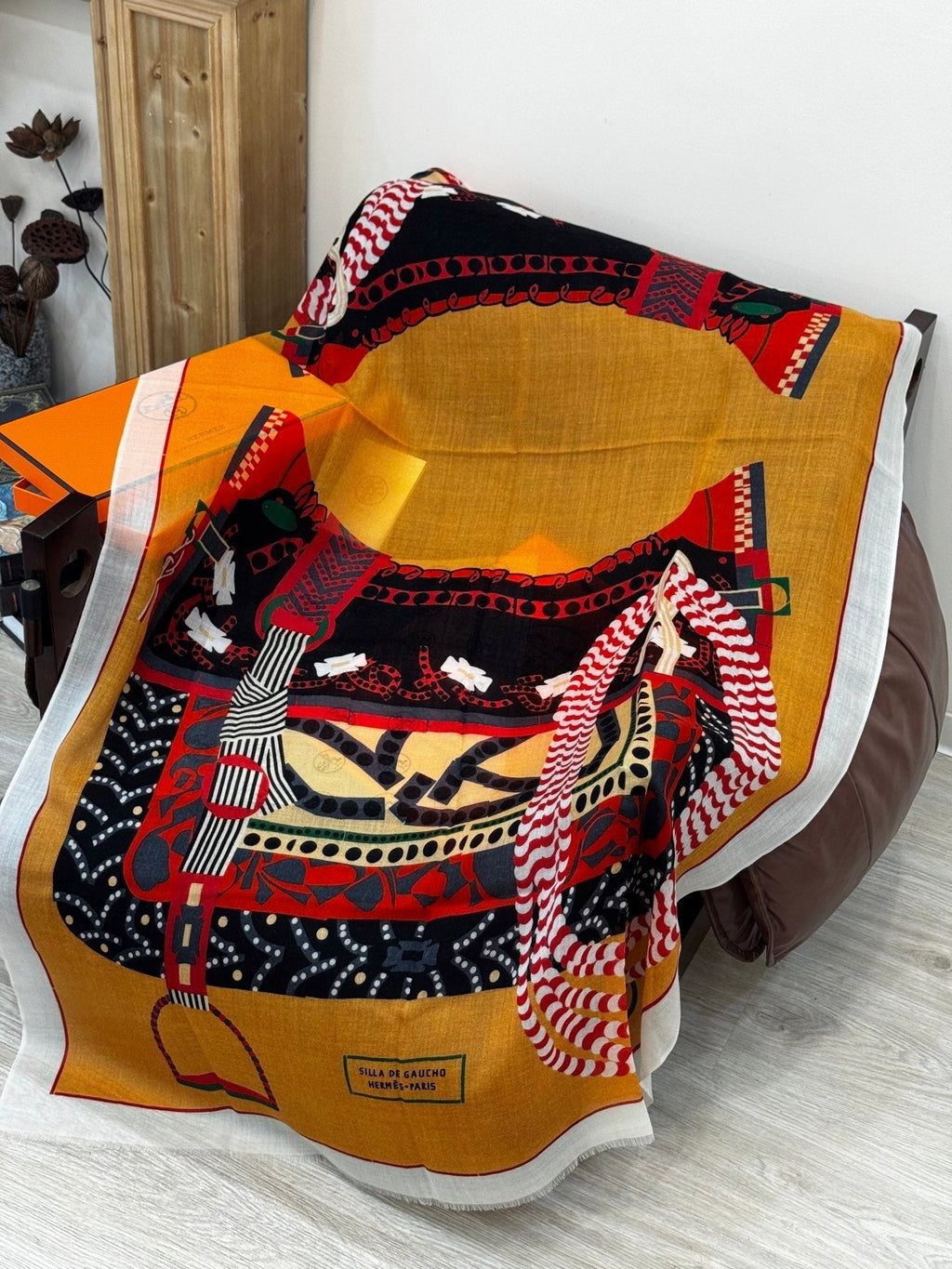 HERMES HERMES 25S SCARF 200 IN CASERE SILK 730598