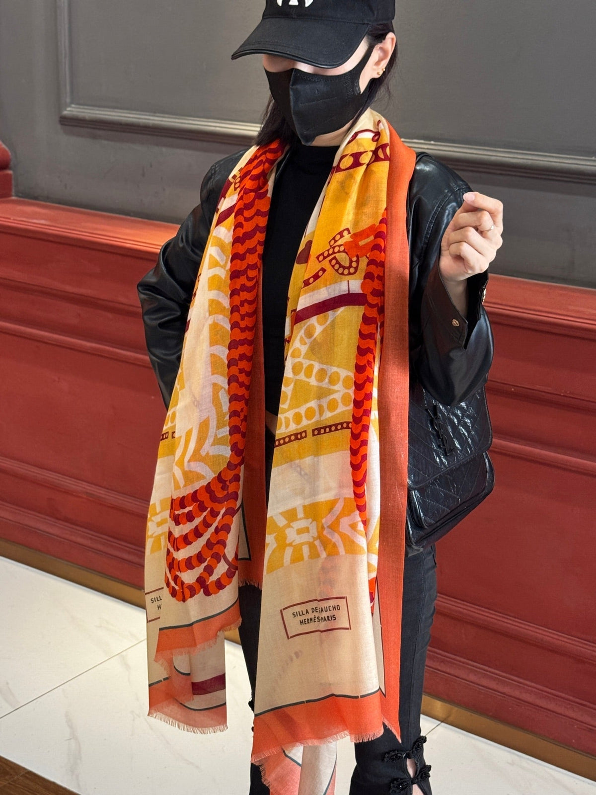 HERMES HERMES 25S SCARF 200 IN CASERE SILK 730599