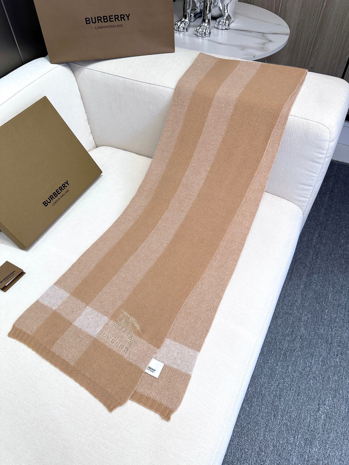 BURBERRY SCARF 190 CM IN TUSCAN BEIGE CASHMERE  398394