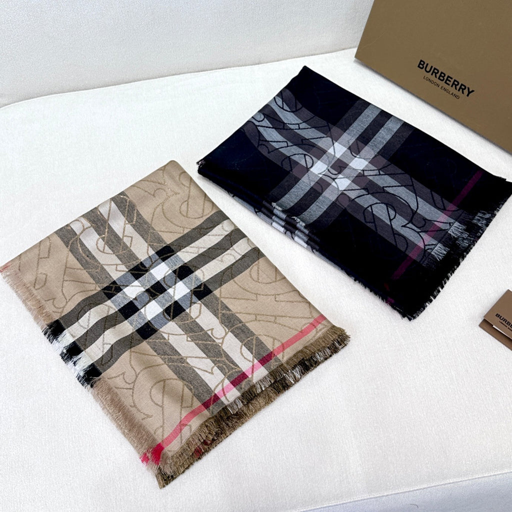 BURBERRY SCARF 220 CM IN MEDIUM BROWN VISCOSE AND MULBERRY SILK 408541