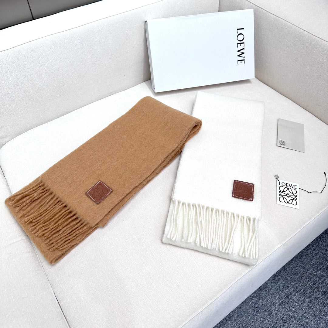 LOEWE SCARF 185 CM IN CAMEL BEIGE MOHAIR AND WOOL 413754