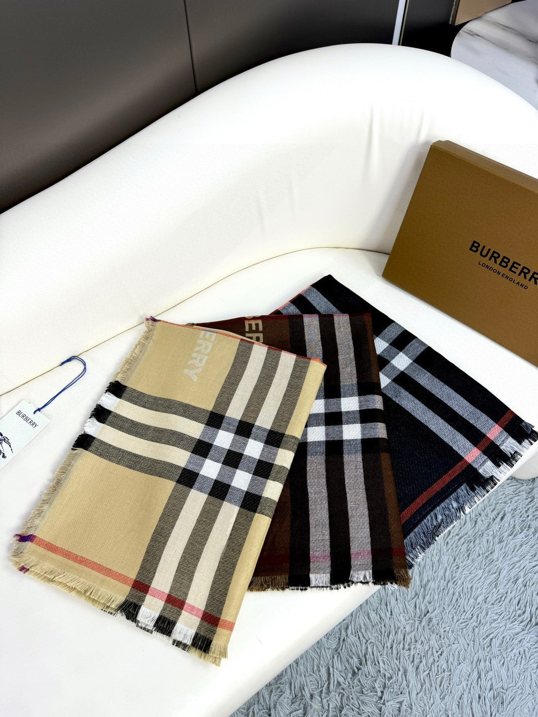 BURBERRY BBR SCARF 220 CM IN SILK CASHMERE 481241