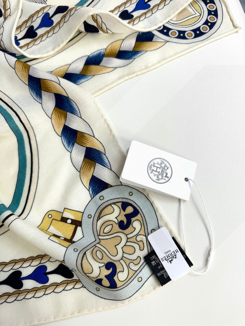 HERMES HERMES 25S SCARF 135 IN CASERE SILK 730648