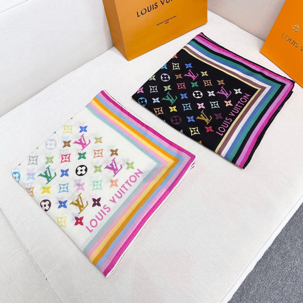 LOUIS VUITTON LV SCARF 134 CM IN WOOL MIX SILK 703623