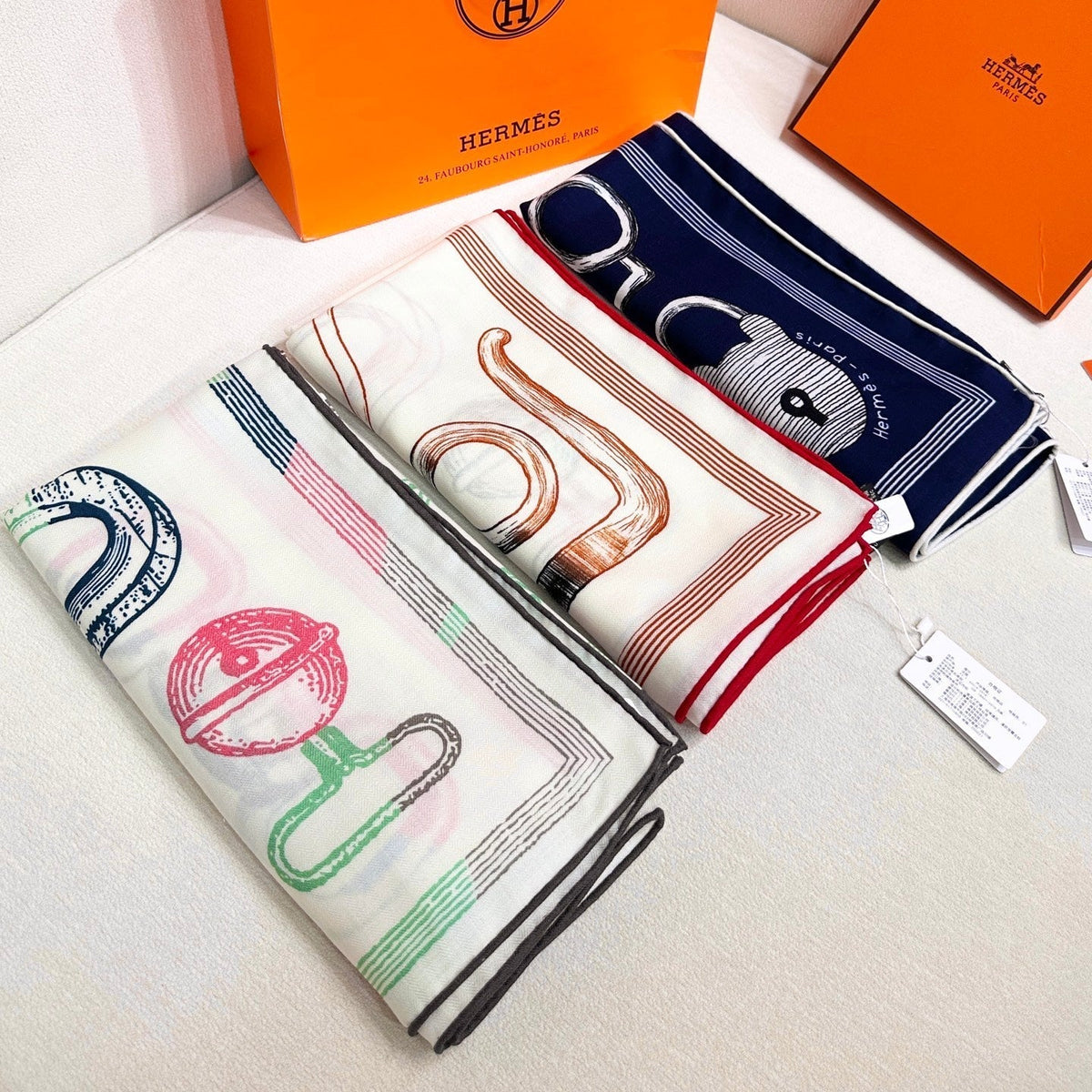 HERMES HERMES 25S SCARF 135 IN CASERE SILK 854594