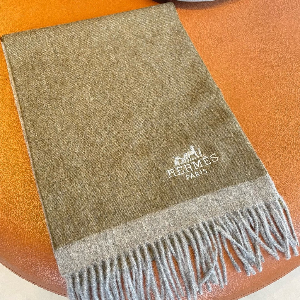 HERMES CASERE SCARF 180 CM ECRU BROWN