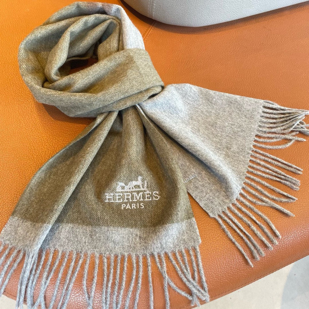 HERMES CASERE SCARF 180 CM ECRU BROWN