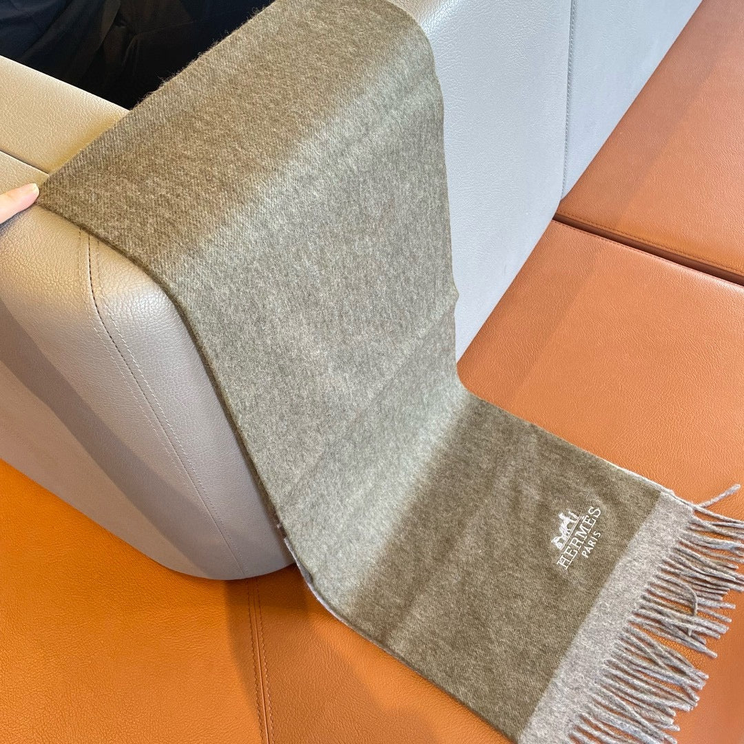 HERMES CASERE SCARF 180 CM ECRU BROWN