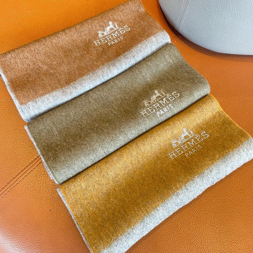 HERMES CASERE SCARF 180 CM ECRU BROWN