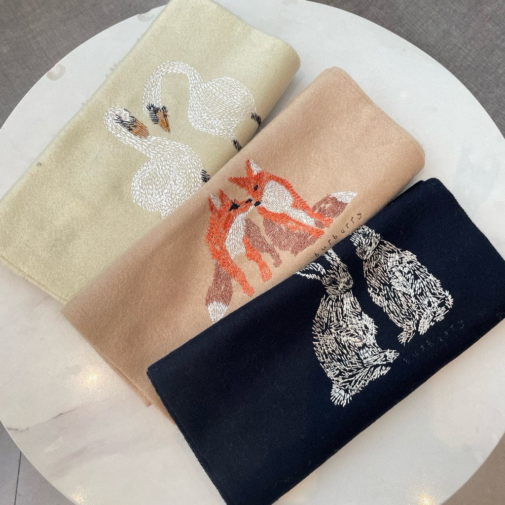 BURBERRY BOX WOOL CASHMERE SCARF 180 CM TAN BEIGE 394451