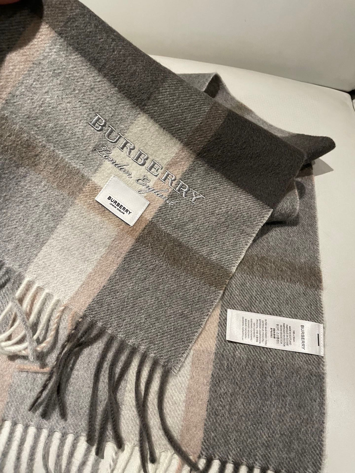 BURBERRY SCARF 180 CM IN GRAPHITE GRAY CASHMERE 408783