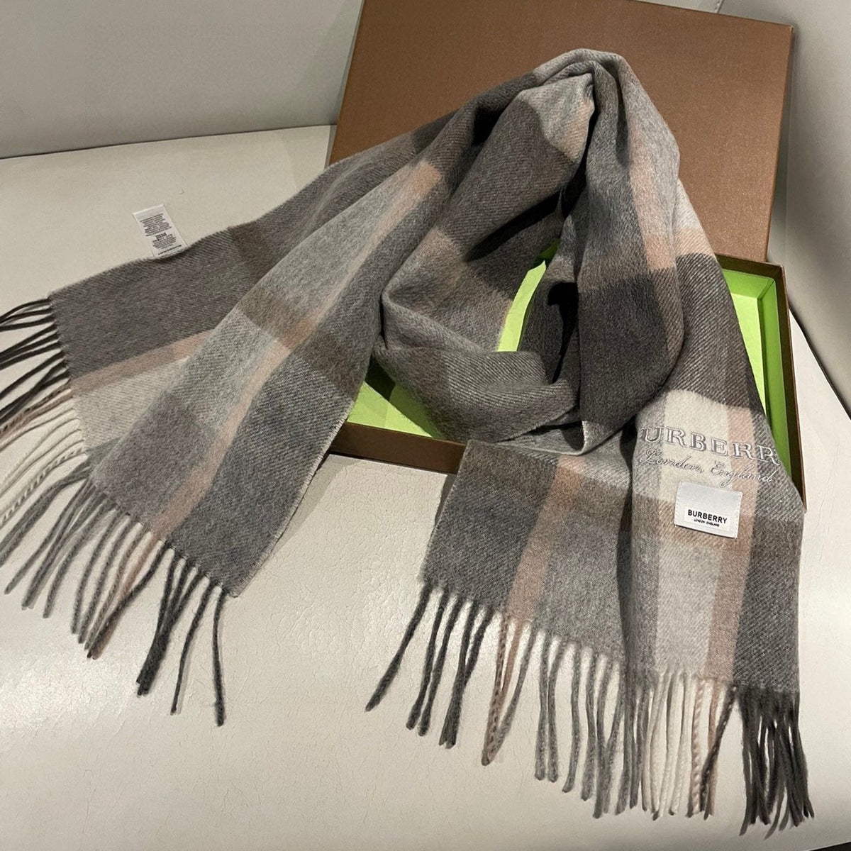 BURBERRY SCARF 180 CM IN GRAPHITE GRAY CASHMERE 408783