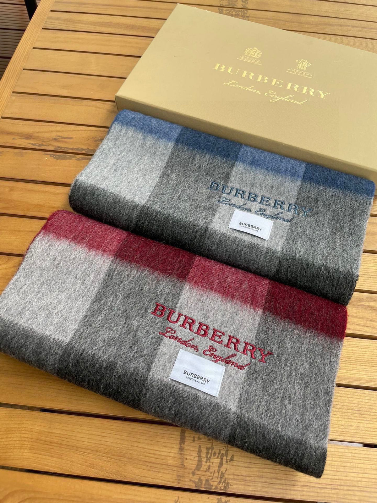 BURBERRY SCARF 180 CM IN GARNET RED MIX BLACK CASHMERE 410319